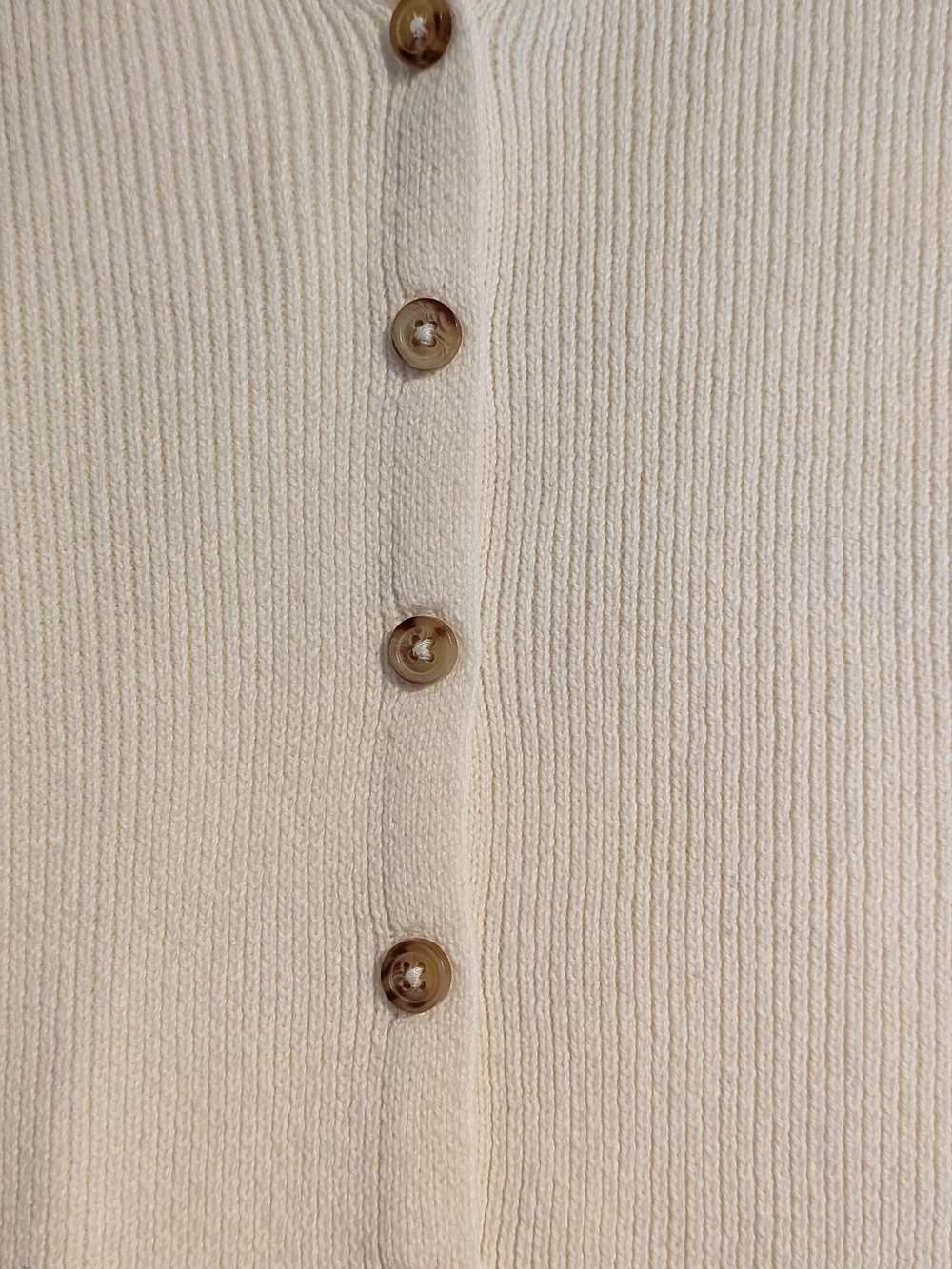 Pink Rose Cream Ribbed V-Neck Button Crop Top - Picture 4 of 4